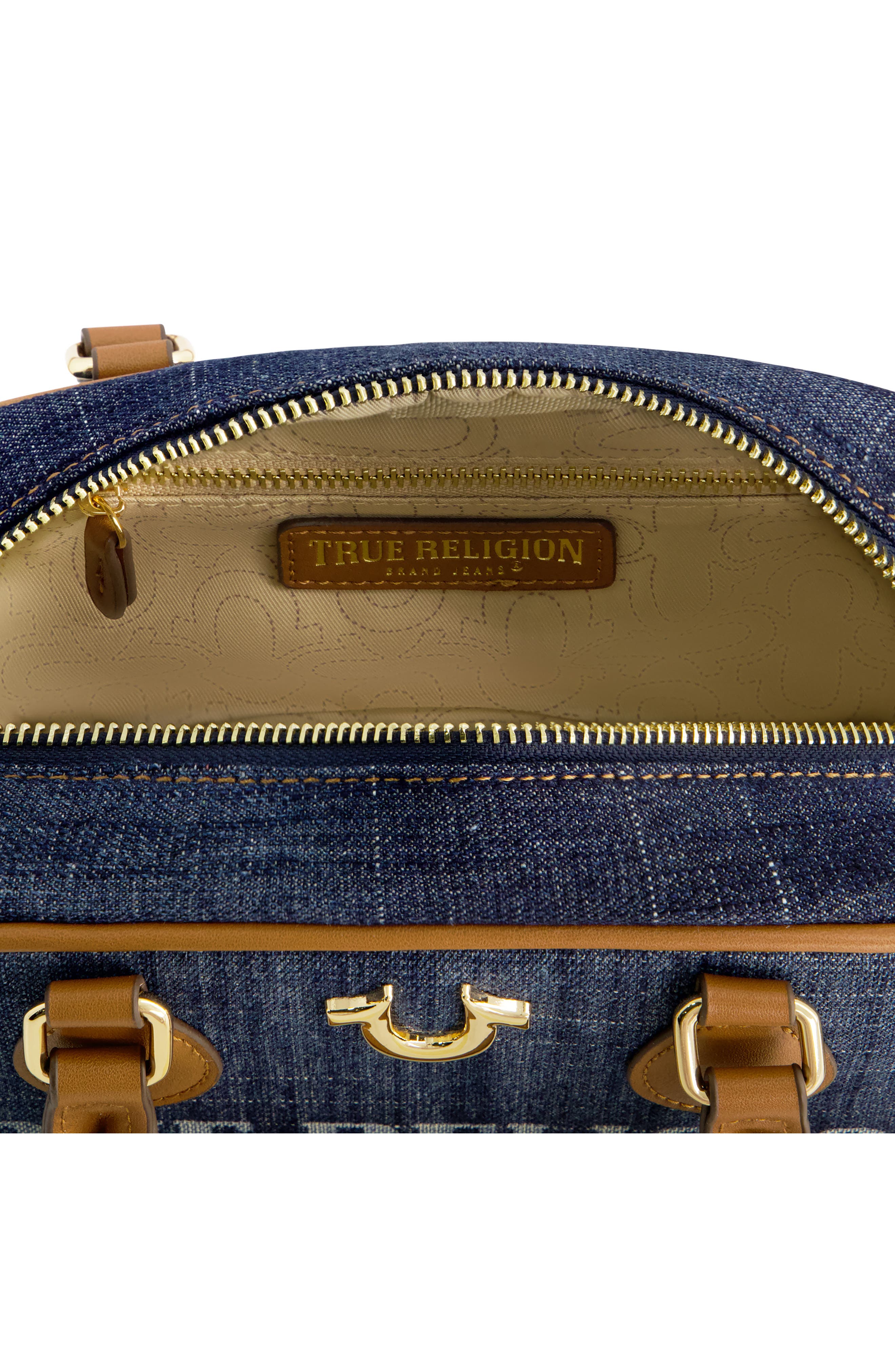 Denim Logo Mini Satchel Crossbody Bag, Alternate, color, DARK DENIM