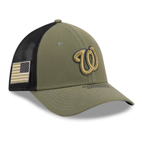 Men's New Era  Olive Washington Nationals 2026 Armed Forces Day 39THIRTY M-Crown Trucker Flex Hat
