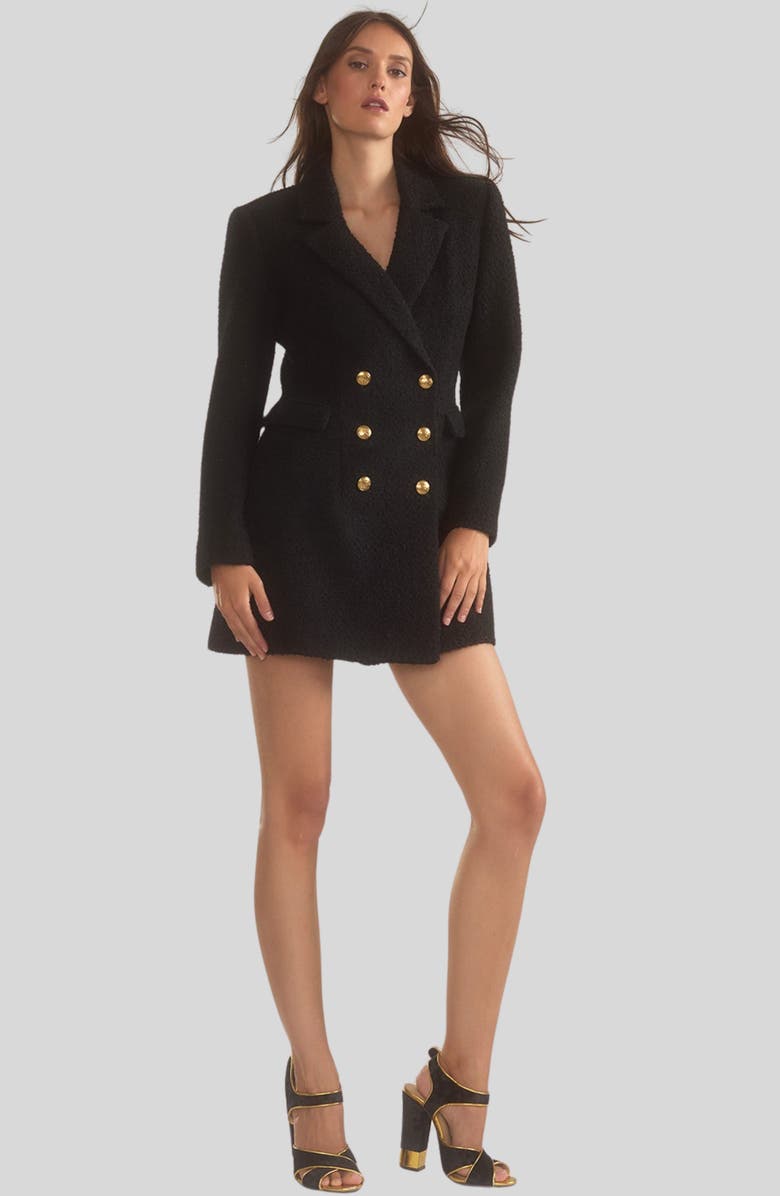 Cynthia Rowley Bardot Bouclé Blazer Dress, Alternate, color, 