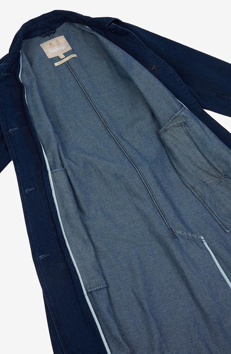 Barbour Cotton Denim Trench Coat, Alternate, color, 