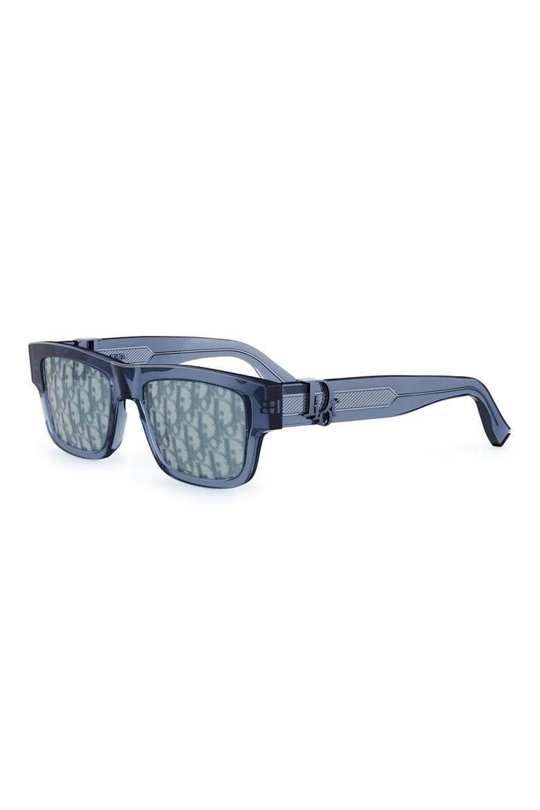 'DiorOblique S3I 52mm Mirrored Rectangular Sunglasses, Alternate, color, BLUE/ OTHER / BLUE MIRROR