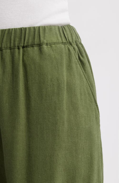 Caslonr Caslon(r) Wide Leg Pull-on Linen Blend Pants In Green Bronze