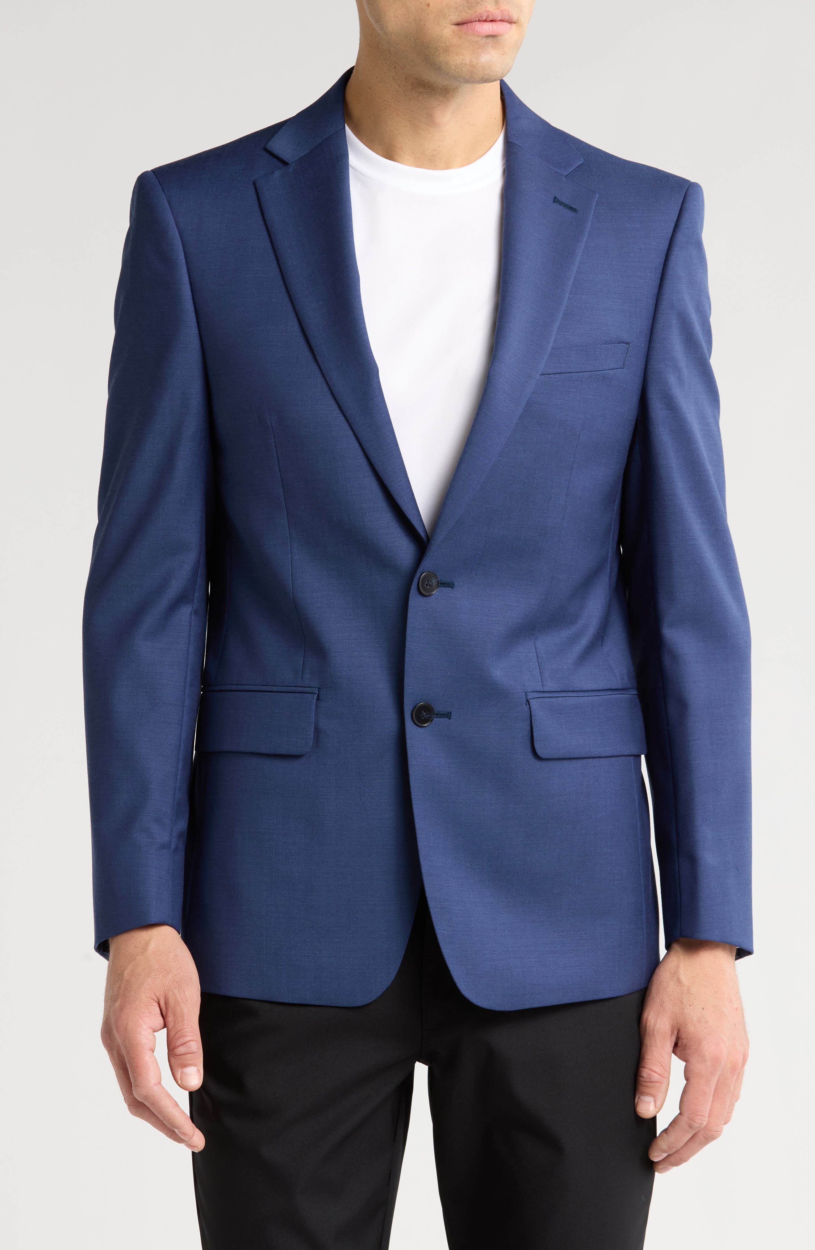 Calvin Klein Solid Blue Wool Suit Suit Separates Jacket