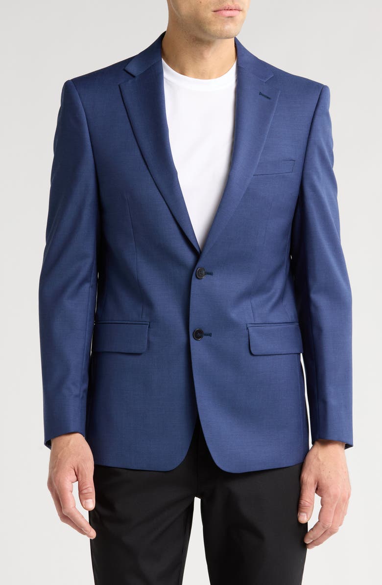 Calvin Klein Solid Blue Wool Suit Suit Separates Jacket, Main, color, Blue