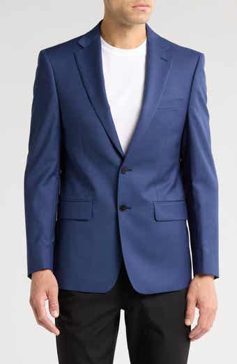 Calvin Klein Solid Blue Wool Suit Suit Separates Jacket