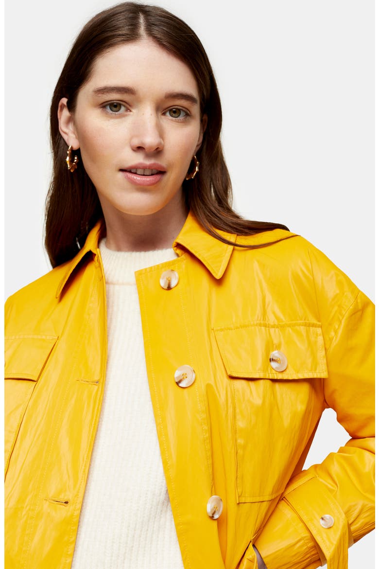 Faux Leather Belted Jacket, Alternate, color, YELLOW