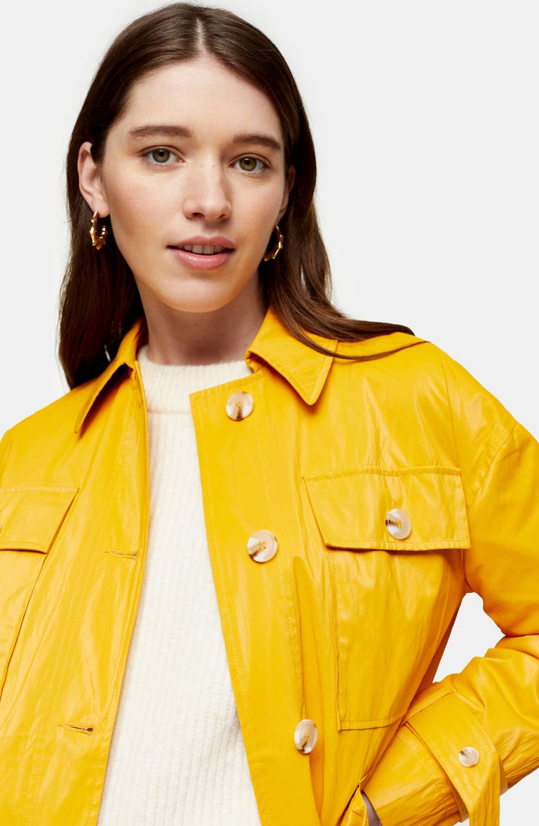 Topshop Faux Leather Belted Jacket, Alternate, color, 