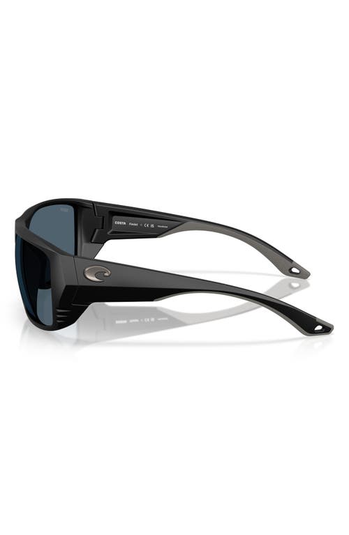Costa Del Mar Finlet 59mm Polarized Rectangular Sunglasses In Matte Black/gray 580p