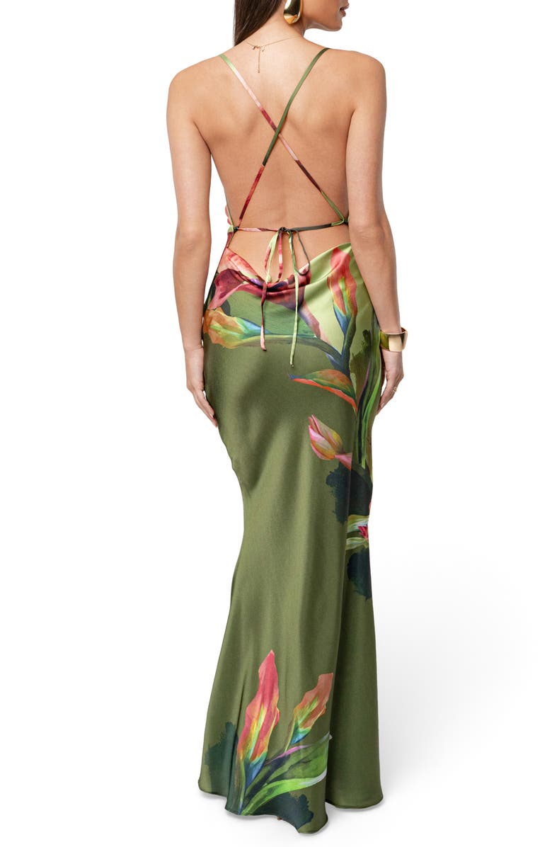JLUXLABEL Floral Satin Maxi Slipdress, Alternate, color,