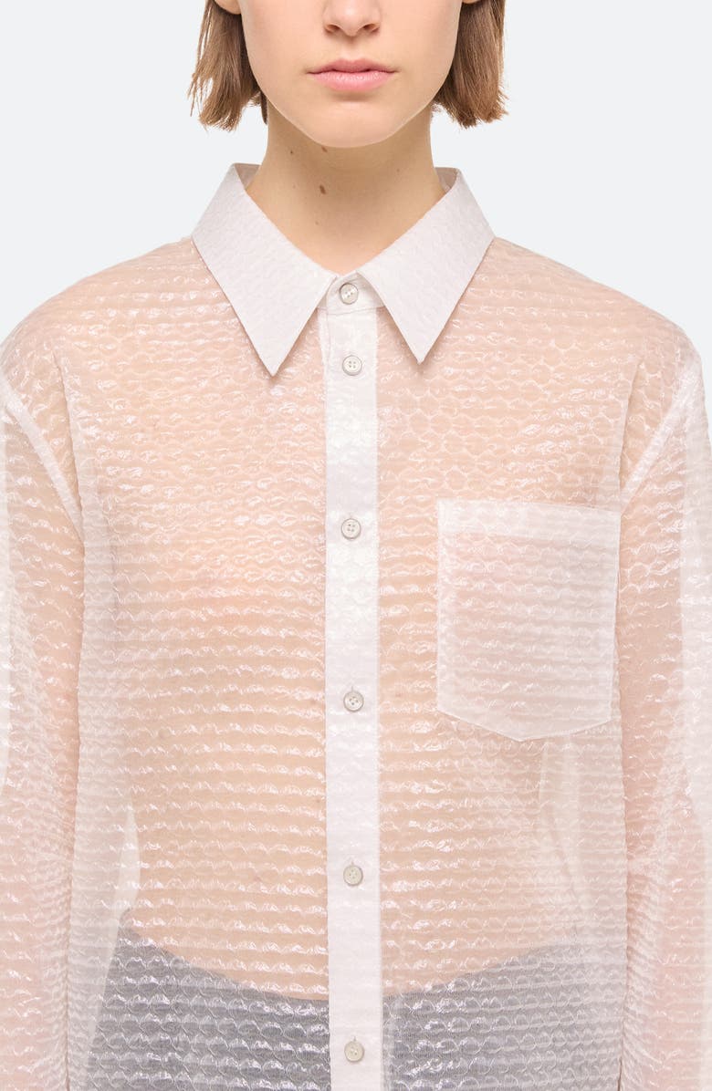 Helmut Lang Curved Bubble Pack Jacquard Sheer Button-Up Shirt, Alternate, color, Clear - C5j