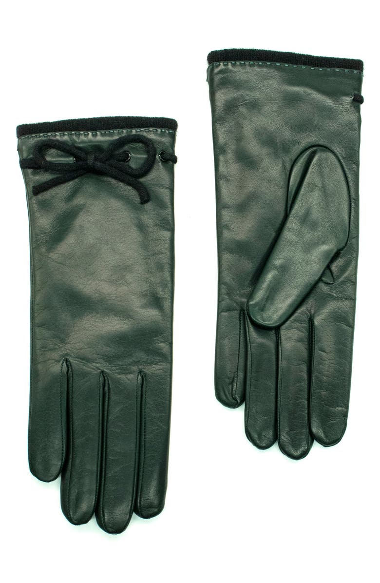 Portolano Leather Gloves, Main, color, Black/ Green