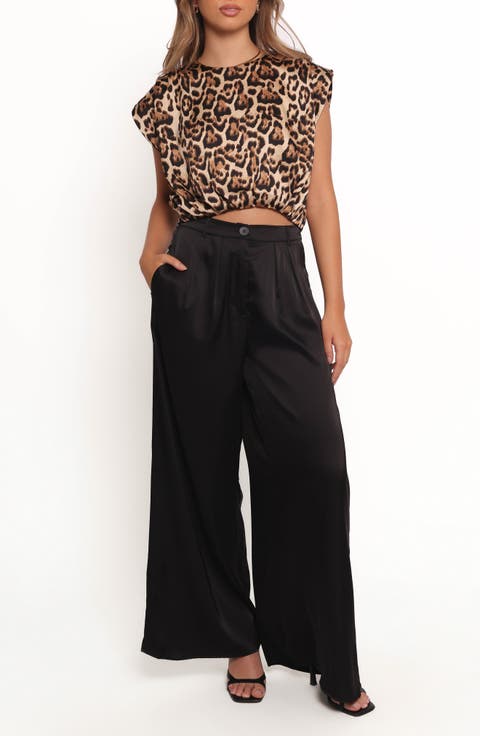 Harlow Leopard Print Crop Top & Wide Leg Pants Set