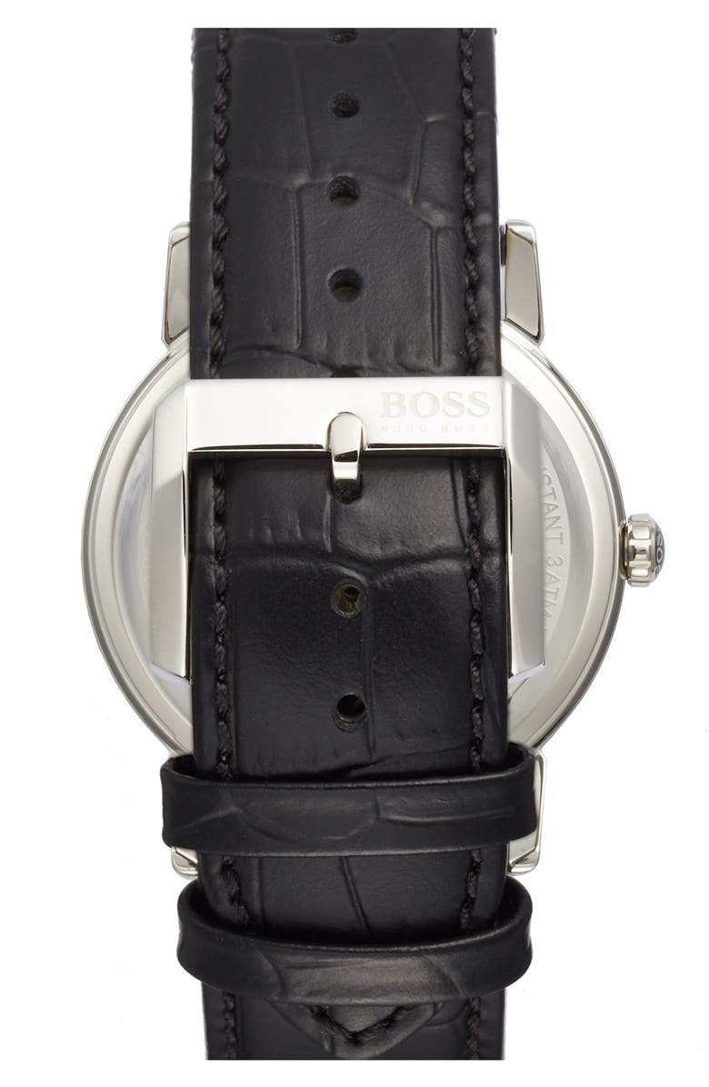 BOSS HUGO BOSS Round Leather Strap Watch, 40mm, Alternate, color, 