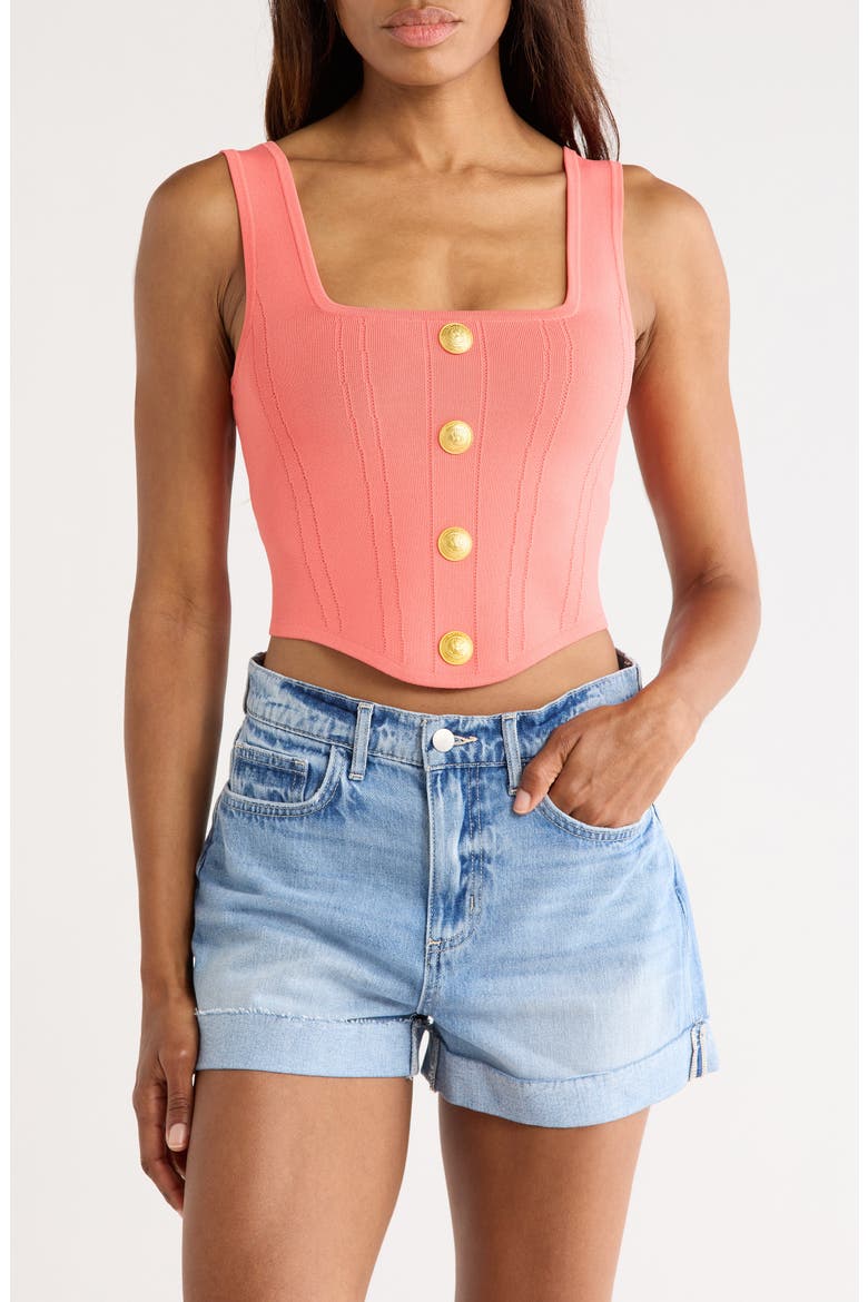 Saga Square Neck Tank, Main, color, CORAL ROSE/GOLD