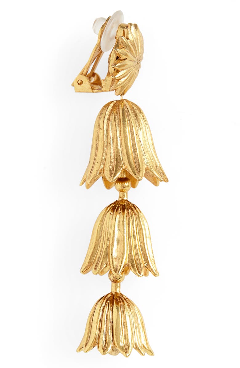 Oscar de la Renta Tiered Flower Clip Earrings, Alternate, color, 