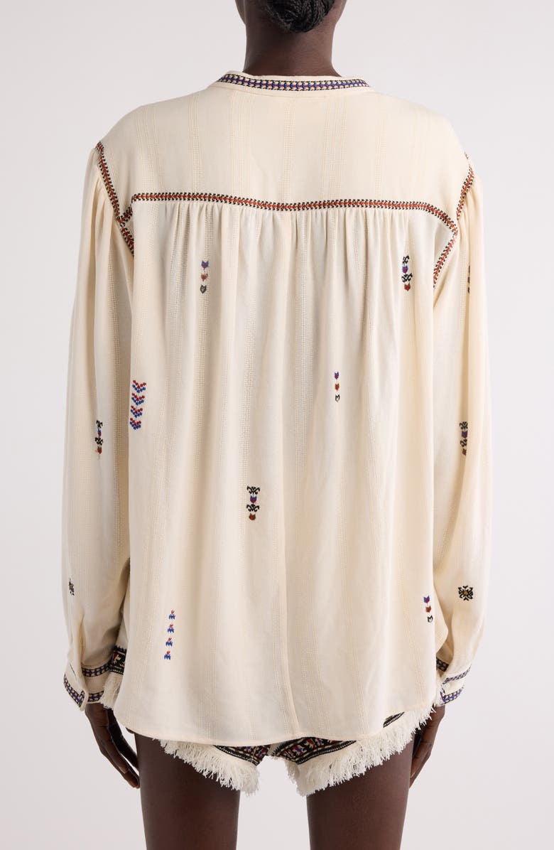 Isabel Marant Étoile Pelson Embroidered Peasant Top, Alternate, color, Ecru
