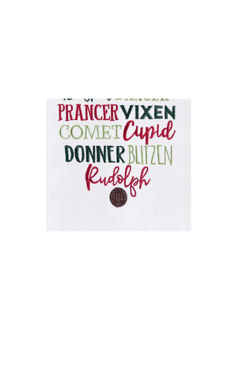 C&F Home Christmas Themed Reindeer Names Cotton Flour Sack Kitchen Dish Towel Decor Decoration 27L x 18W in., Alternate, color, Green