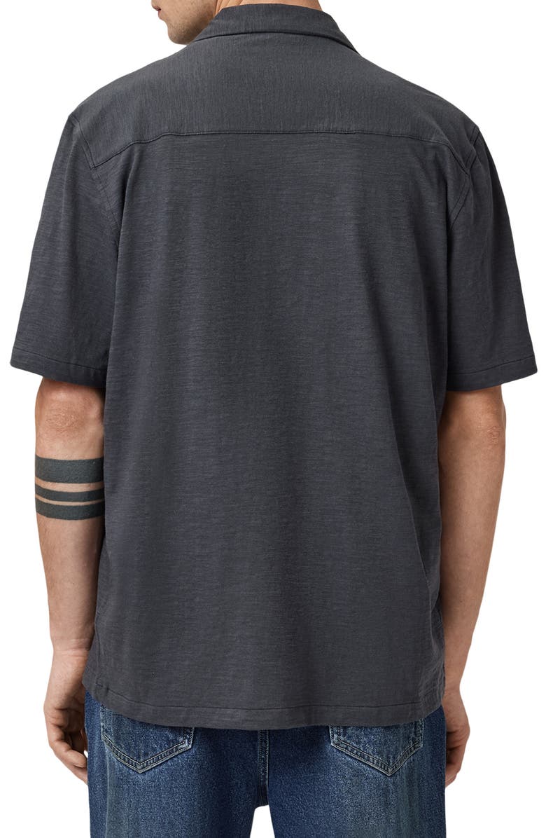AllSaints Robson Knit Cotton Camp Shirt, Alternate, color, Phantom Blue