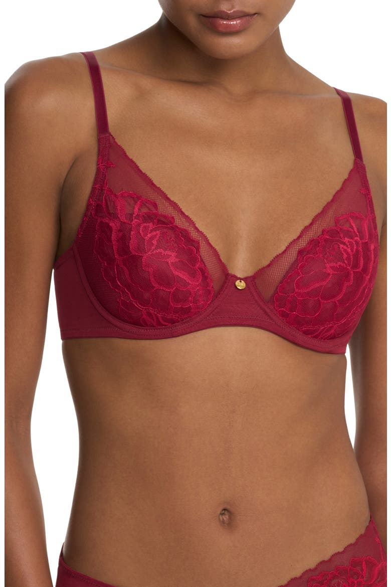 Flora Underwire Contour Bra, Main, color, DARK RED/ BONFIRE