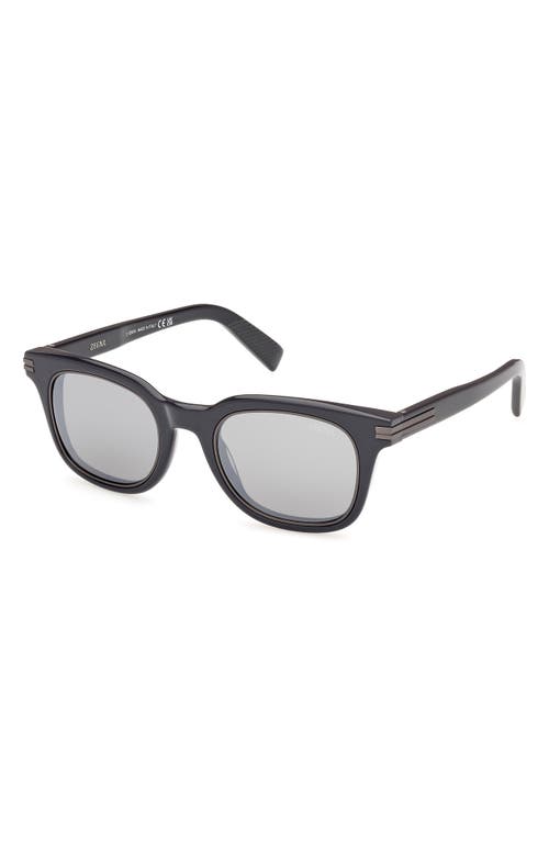 Zegna 50mm Rounfd Sunglasses In Blue