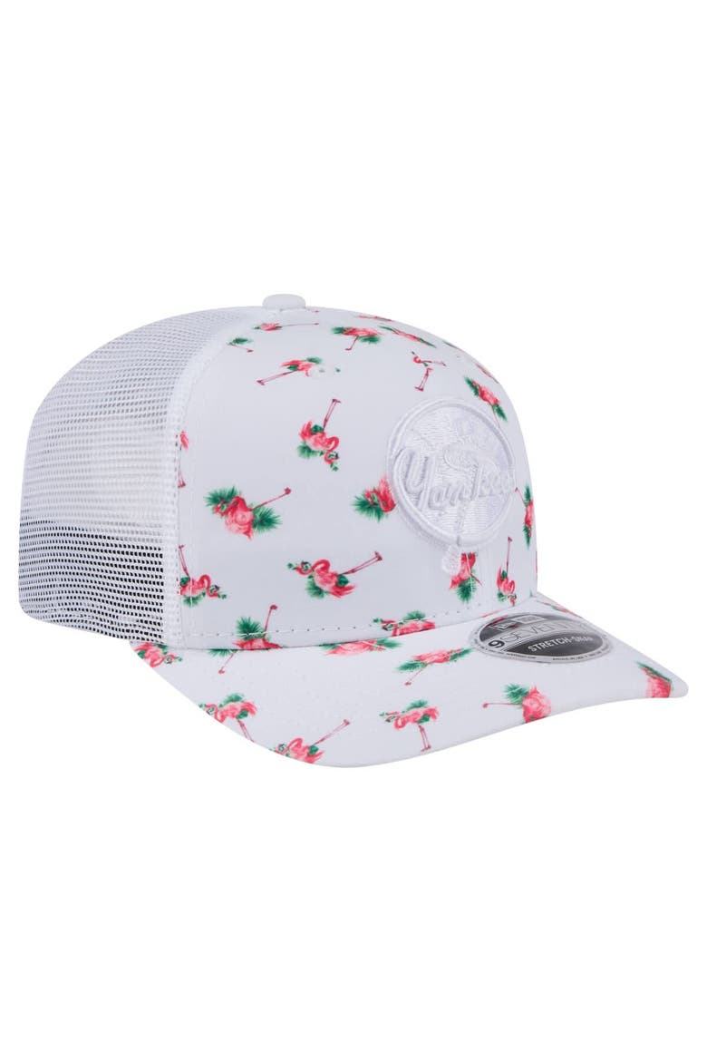 Men's New Era  White New York Yankees Flamingo Mesh Back 9SEVENTY Stretch-Snap Hat, Alternate, color, White
