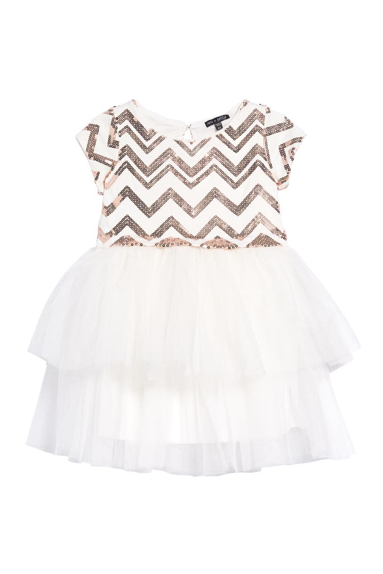 Sequin Chevron Tutu Dress, Main, color, OFF WHITE/ BLUSH