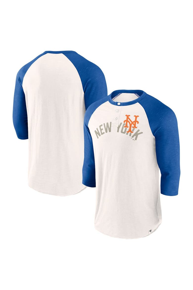 Men's Fanatics Branded White/Royal New York Mets Backdoor Slider Raglan 3/4-Sleeve T-Shirt, Main, color, White