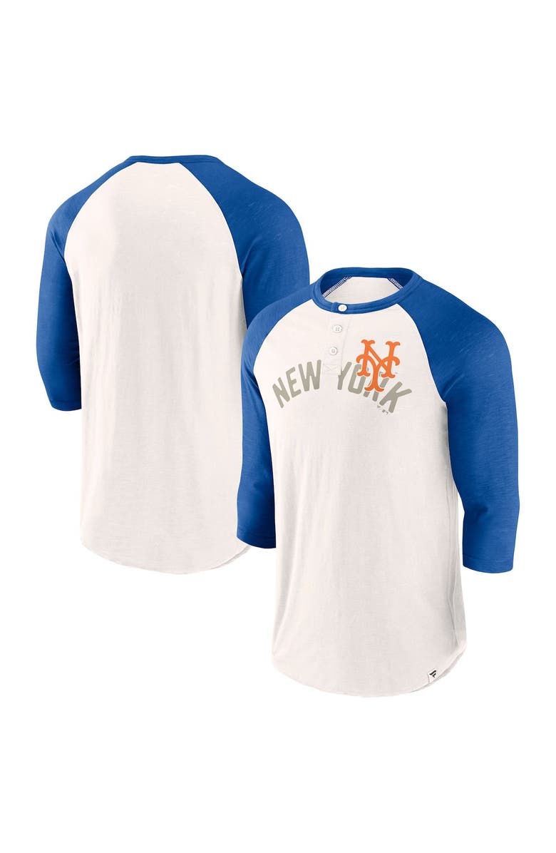 FANATICS Men's Fanatics Branded White/Royal New York Mets Backdoor Slider Raglan 3/4-Sleeve T-Shirt, Main, color, 