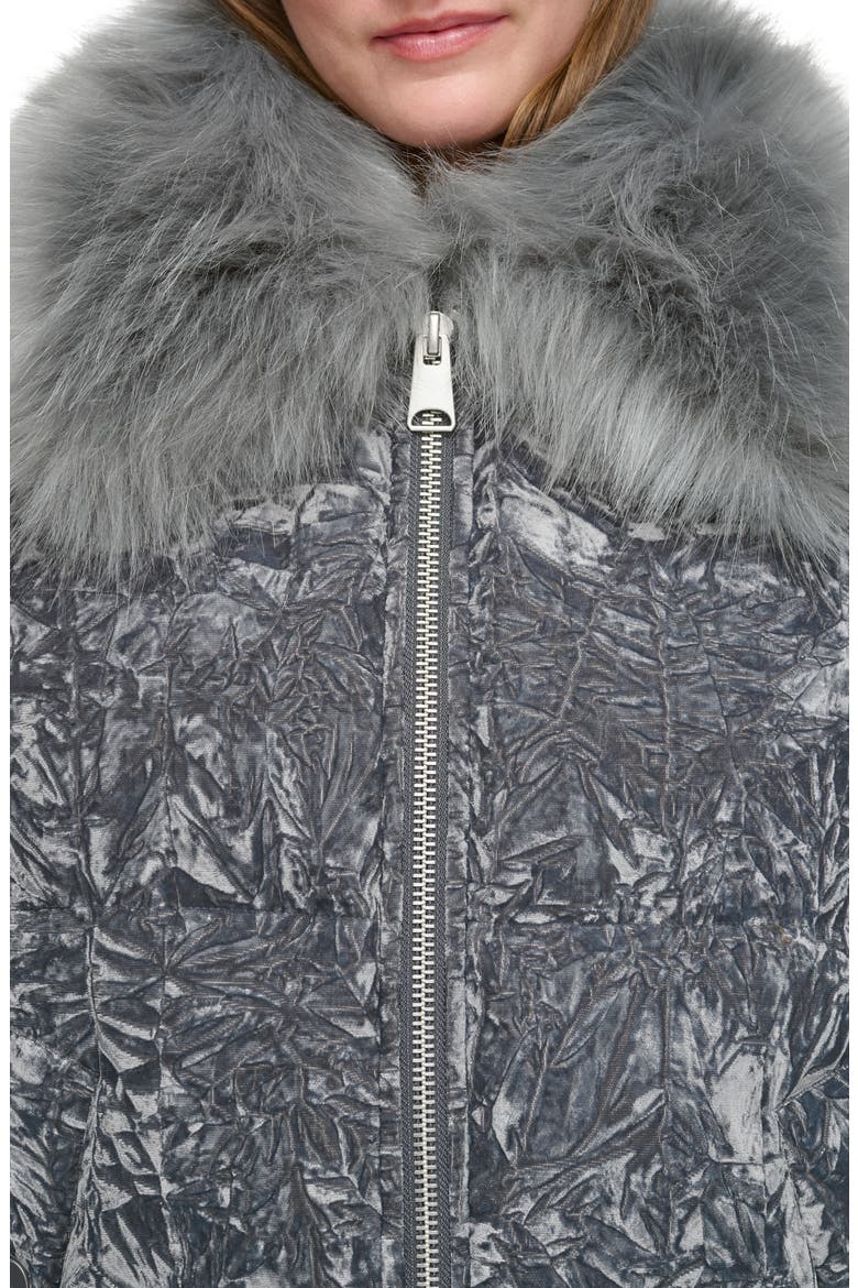 Charleroi Faux Fur Collar Down & Feather Fill Velvet Puffer Jacket, Alternate, color, PEPPERCORN