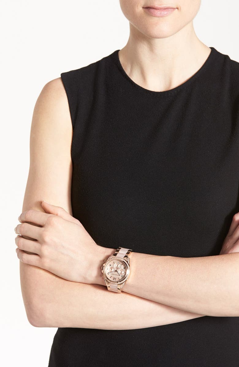 Michael Kors 'Blair' Crystal Bezel Two-Tone Bracelet Watch, 39mm, Alternate, color,