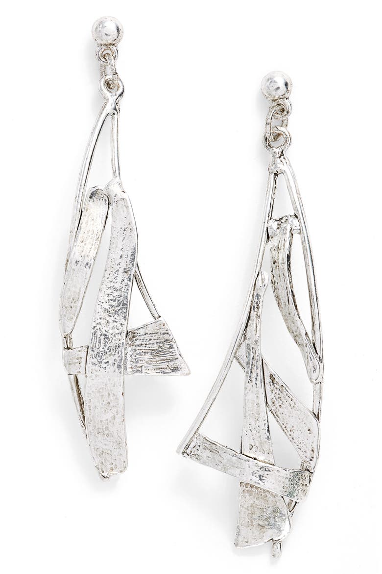 Sail Drop Earrings, Main, color, SILVER