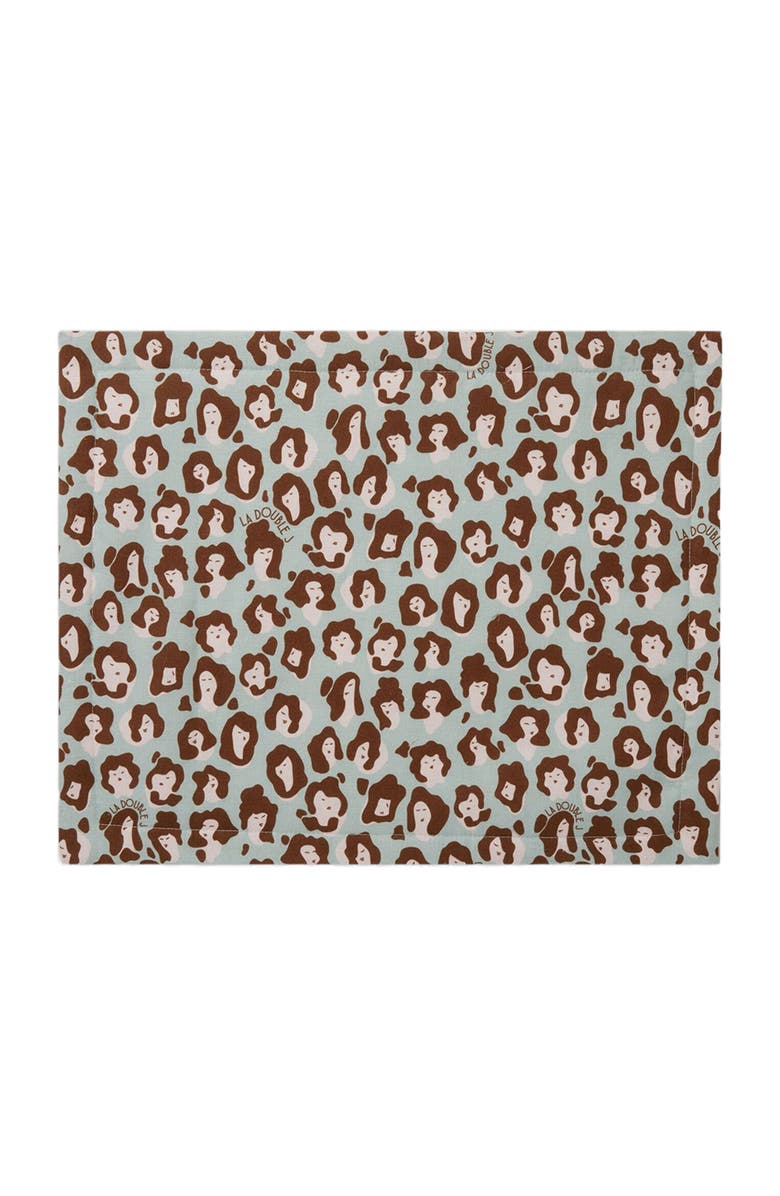 La DoubleJ Placemats Set Of 2 (35X45) Lady Leopard Acqua Acquamarin, Alternate, color, Lady Leopard Acqua Acquamarin