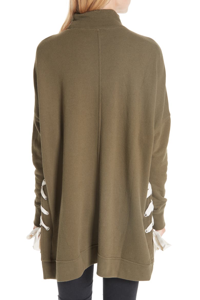 So Plush Lace-Up Pullover, Alternate, color, MOSS