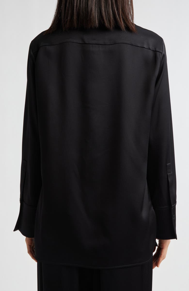 Jil Sander Fluid Satin Shirt with Scarf Ties, Alternate, color, Black