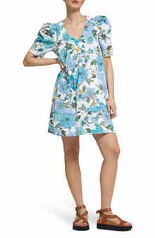 & Other Stories Print Pintuck Puff Sleeve Dress