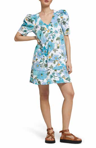 & Other Stories Print Pintuck Puff Sleeve Dress