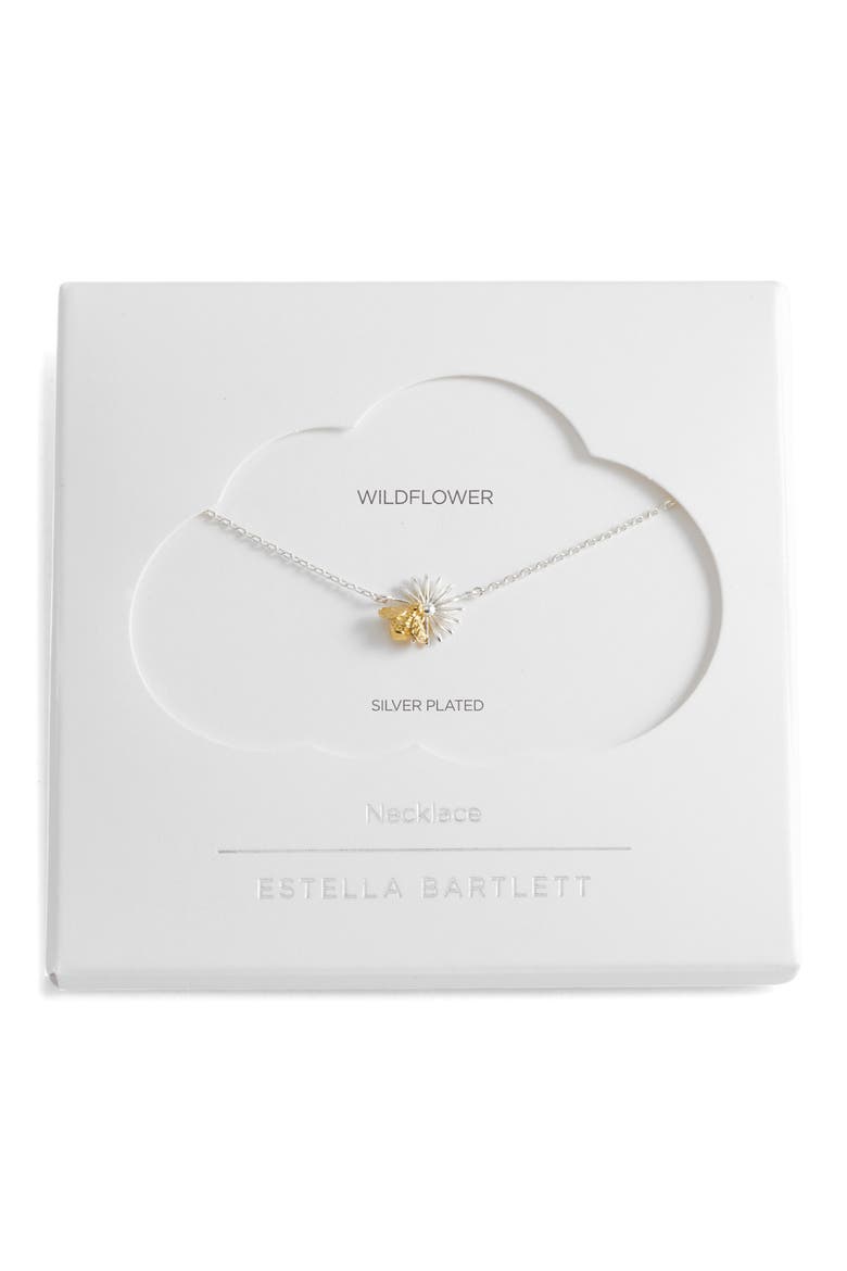 Flower & Bee Charm Necklace, Alternate, color, GOLD AND SILVER