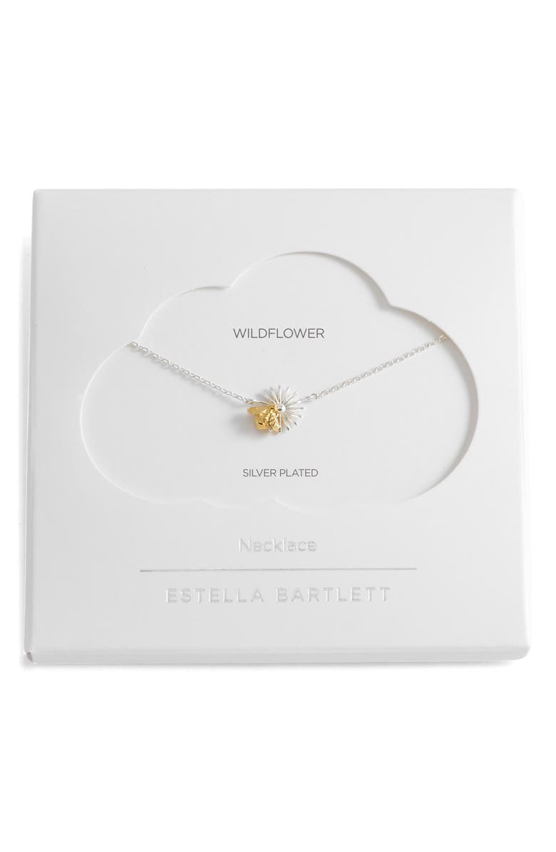 Estella Bartlett Flower & Bee Charm Necklace, Alternate, color, Gold And Silver