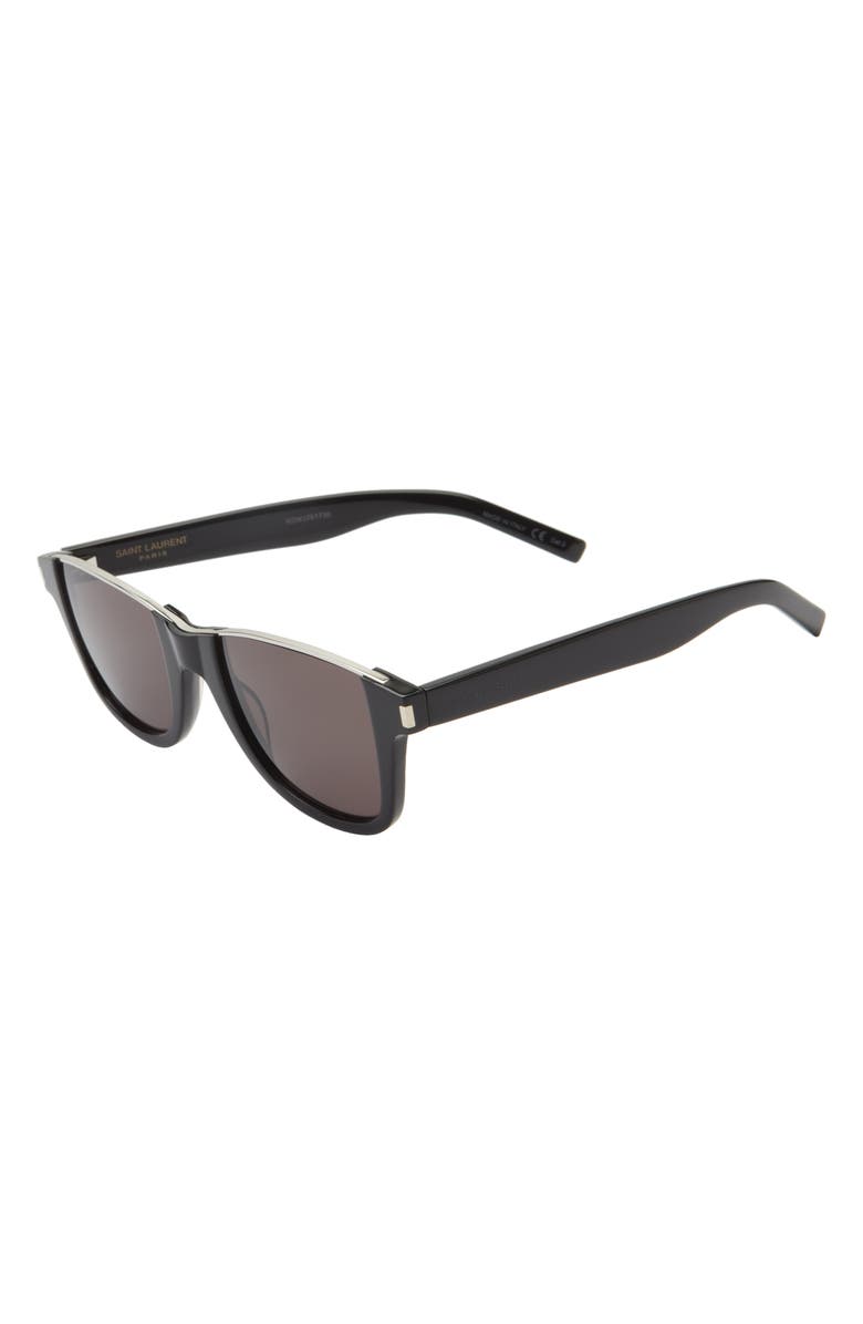 Saint Laurent 50mm Square Sunglasses, Alternate, color, Black Black Black