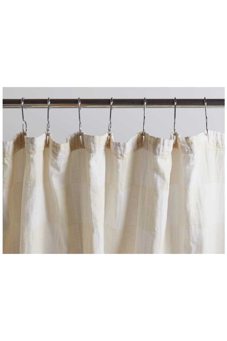 Check Cotton Gauze Shower Curtain, Alternate, color, BONE AND WHITE
