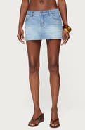 EDIKTED Chiara Low Rise Denim Miniskirt