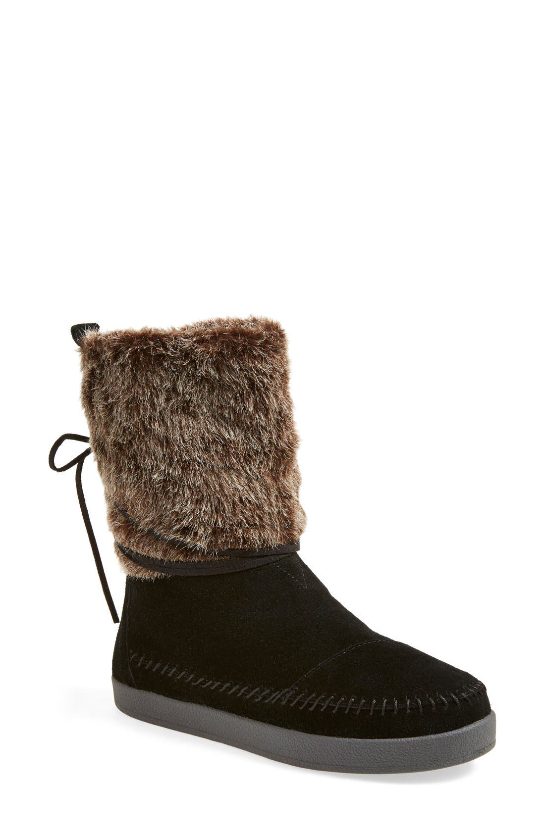 'Nepal' Faux Fur Boot, Main, color, BLACK