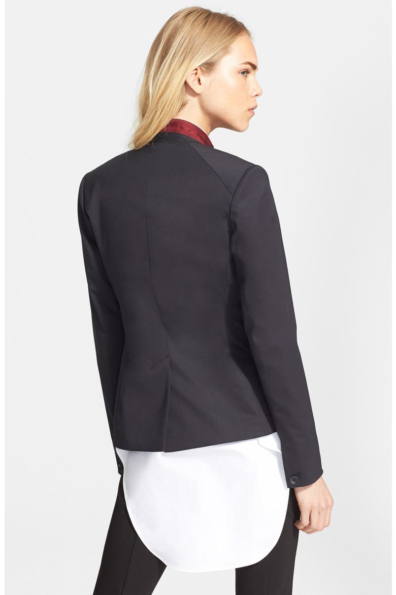 'Archer' One-Button Wool Blend Blazer, Alternate, color, BLACK