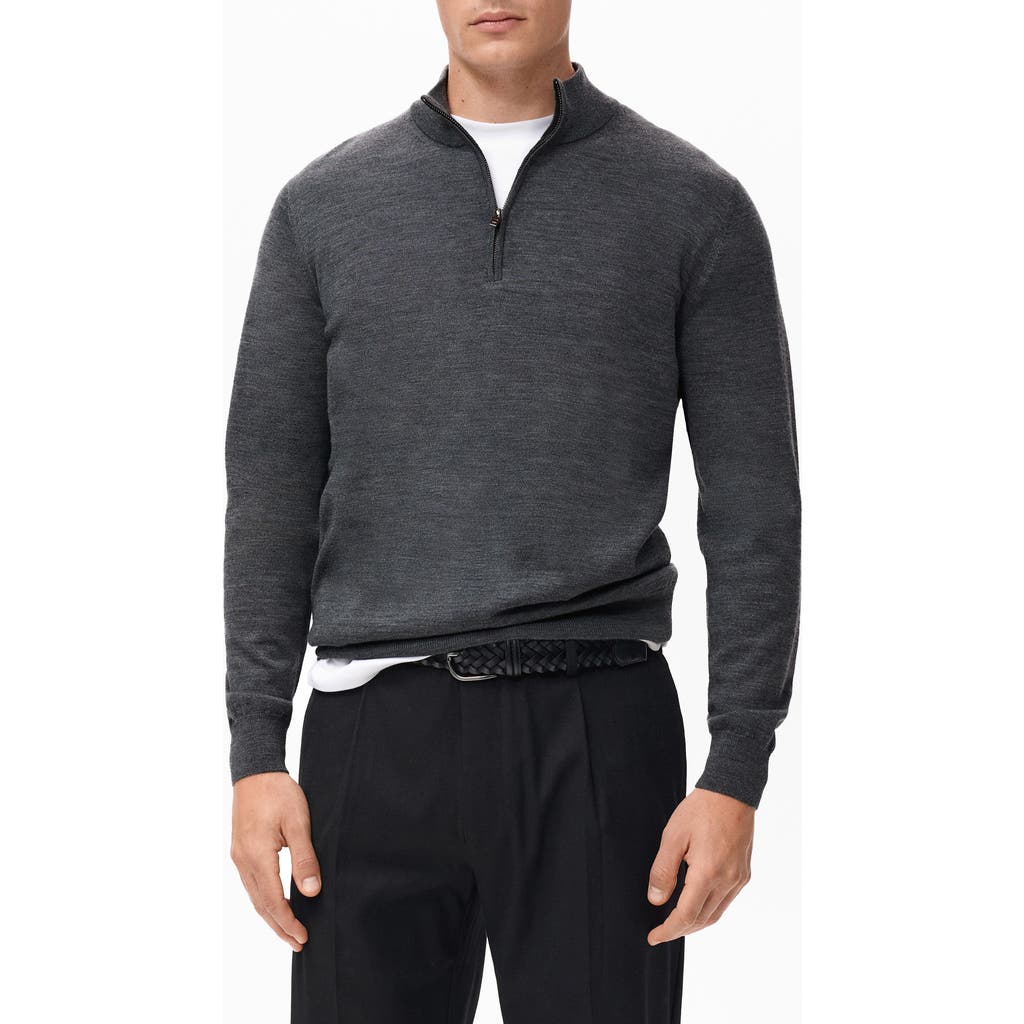 Mango Perkins Wool Quarter Zip Sweater In Gray