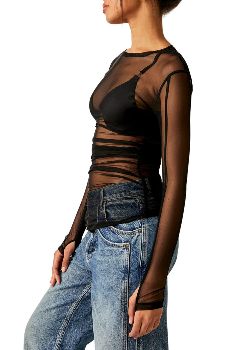Last Layer Sheer Mesh Top, Alternate, color, BLACK