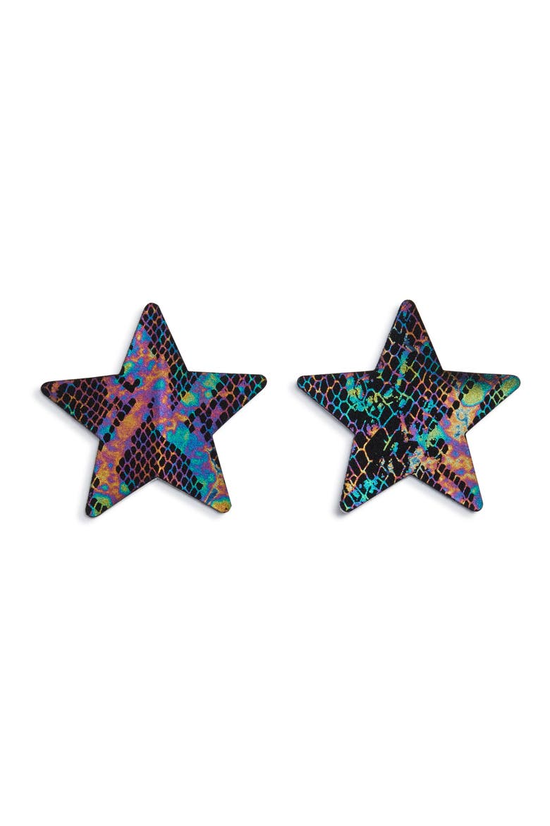 by Bristols Six Iridescent Star Nipple Covers, Main, color, BLACK MULTI