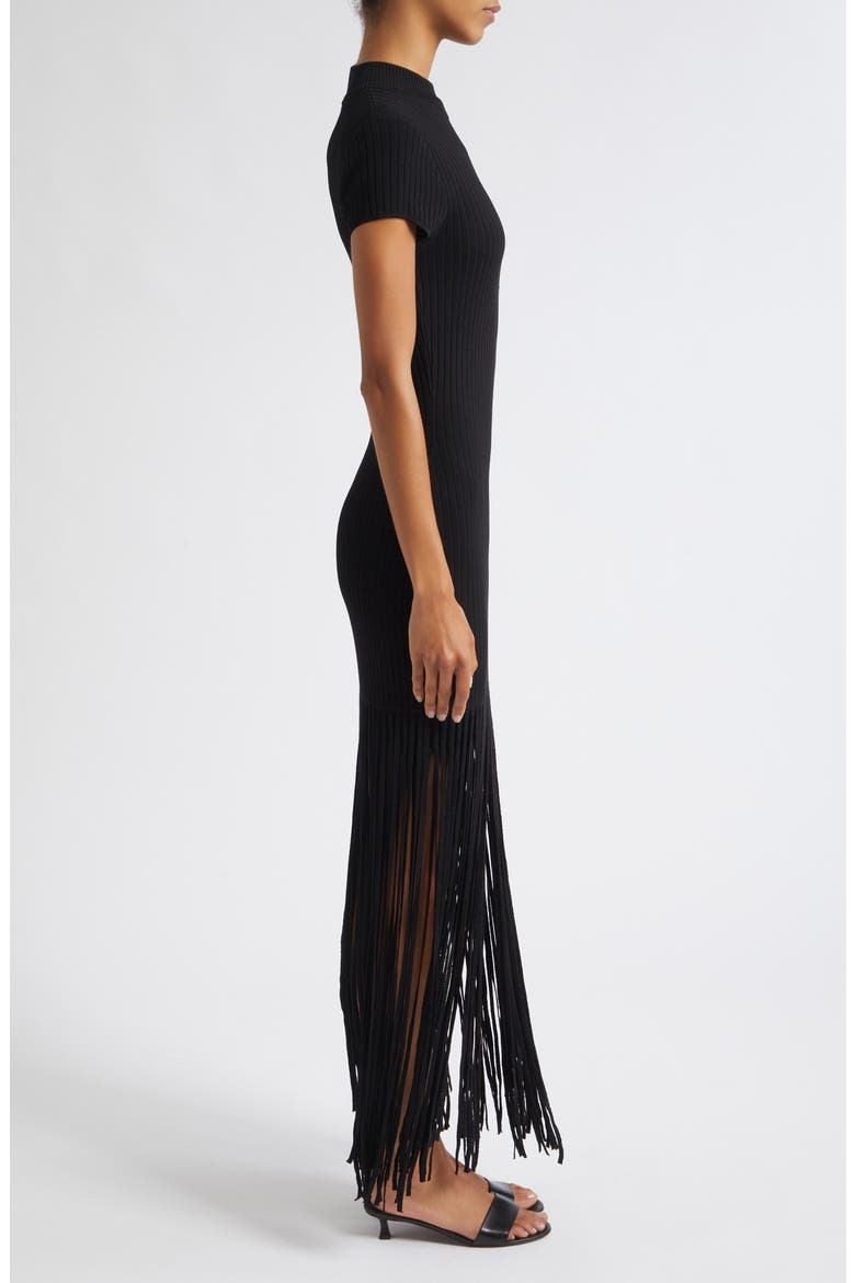 Jada Mock Neck Fringe Minidress, Alternate, color, JET