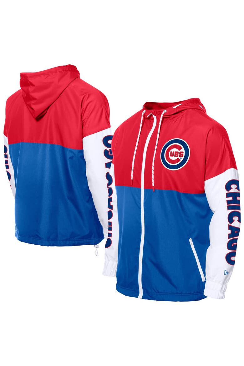 Men's New Era  Royal/Red Chicago Cubs Color Block Full-Zip Hoodie Windbreaker, Alternate, color, Royal