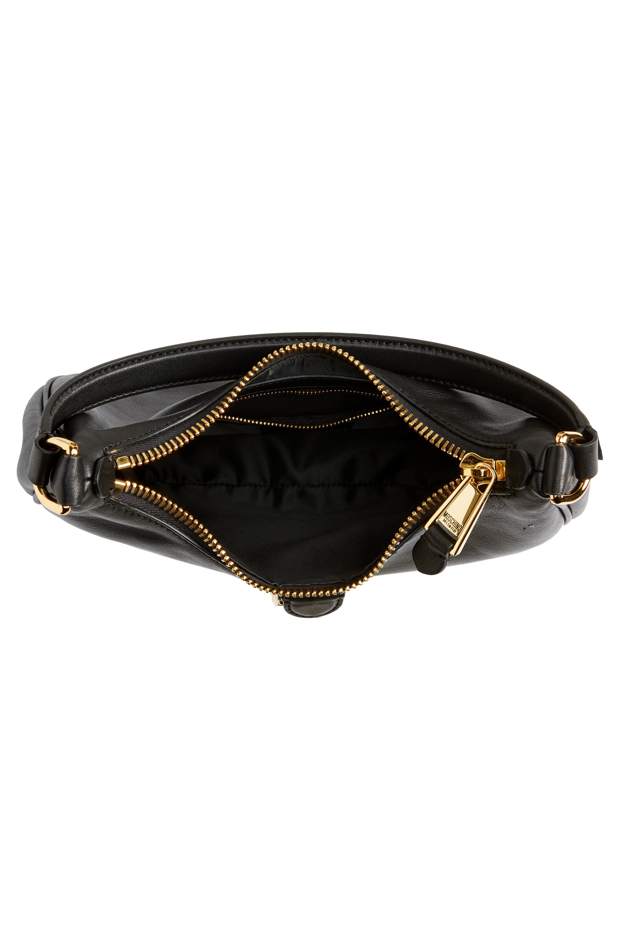 Moschino Logo Belt Leather Shoulder Bag, Alternate, color, 