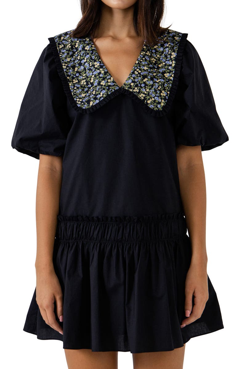 English Factory Floral Collar Minidress, Alternate, color,